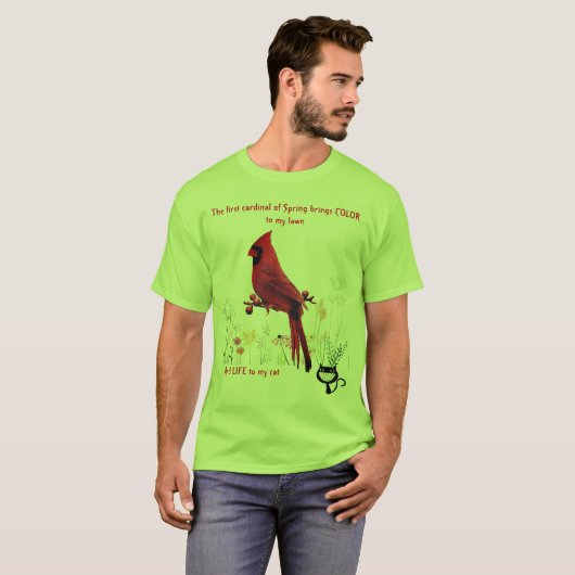 Cardinaal Bird Funny Cat Lover's T-shirt (Voorkant volledig)