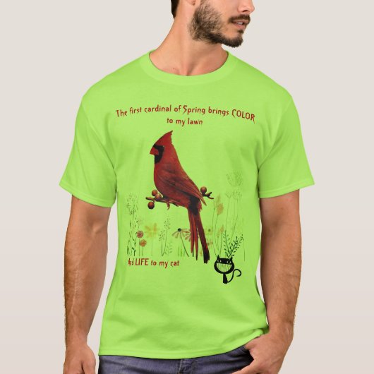 Cardinaal Bird Funny Cat Lover's T-shirt (Voorkant)