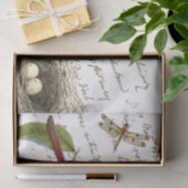 Cardinaal Bird Nest Dragonfly French Script Music Tissuepapier (Geschenk)