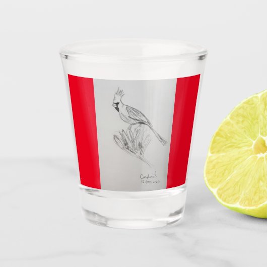 Cardinaal Bird Shot Glass Shot Glas (Voorkant)