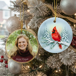 Cardinaal Foto Herdenking Aangepaste Kerstmis in d Keramisch Ornament