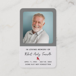 Cardinaal Funeral Memorial Prayer-fotokaart Visitekaartje