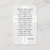 Cardinaal Funeral Memorial Prayer-fotokaart Visitekaartje (Achterkant)