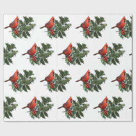 Cardinaal Holly Wrapping Paper Cadeaupapier