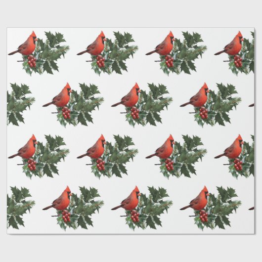 Cardinaal Holly Wrapping Paper Cadeaupapier (Vlak)