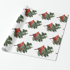 Cardinaal Holly Wrapping Paper Cadeaupapier