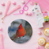 Cardinaal Red Winter Foto Papieren Bordje (Feest)