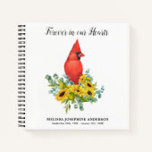 Cardinaal Sunflower Memorial Funeral Guestbook Notitieboek (Voorkant)