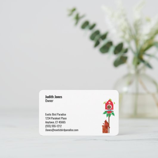 Cardinaal vogelwinterthema Seven Line Custom Visitekaartje (Staand voorkant)