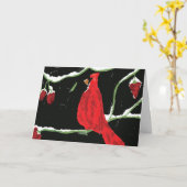 Cardinaal Winter Bird Kaart (Gele Bloem)