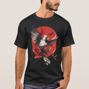 Cardinal 3 Japanse Rode Zon Inktwaskunst. Deel 3/3 T-shirt