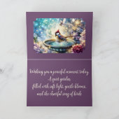 Cardinal at Birdbath Dreamy Garden Ar Kaart (Binnen)