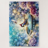 Cardinal at Birdbath Dreamy Garden Ar Legpuzzel (Verticaal)