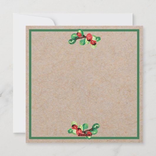 Cardinal Bird & Berries Winter Holiday Flat Card Feestdagenkaart (Achterkant)