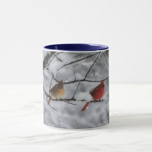 Cardinal Bird Couple in Snow Tree Nature Mug Mok (Midden)