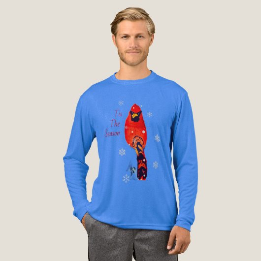 Cardinal Bird In Snowfall Tri-Blend Shirt (Voorkant)