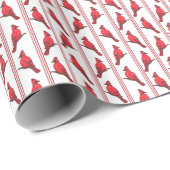 Cardinal Bird Stripes Wrapping Paper Cadeaupapier (Rol Hoek)