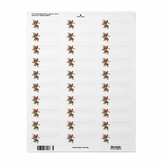 Cardinal Birds Holiday Label (Full Sheet)