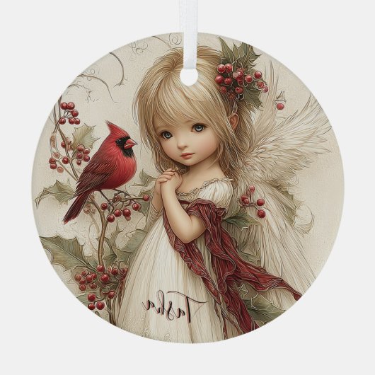 Cardinal Blessings in Quiet Snow Glas Ornament (Achterkant)