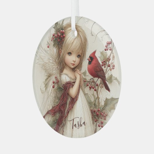 Cardinal Blessings in Quiet Snow Glas Ornament (Voorkant links)