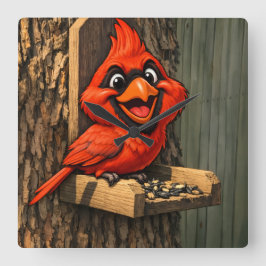 Cardinal Caricature Vierkante Klok