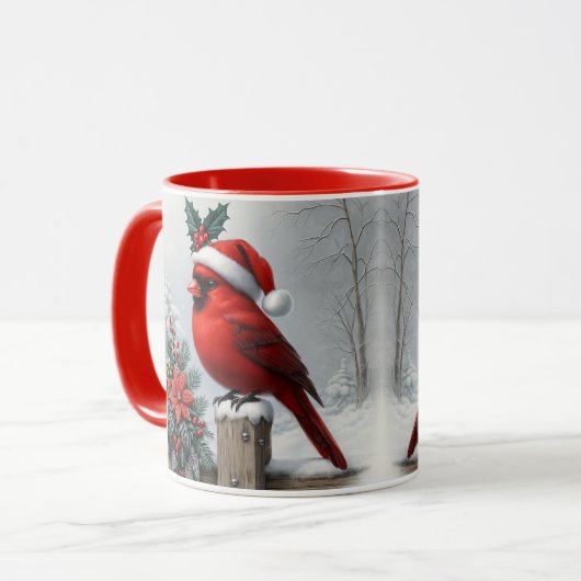 Cardinal Christmas Mug Sublimation Design Mok (Voorkant links)