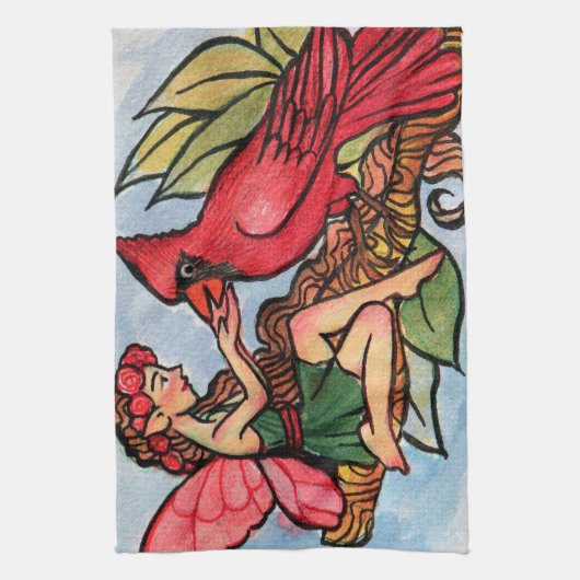 Cardinal Fairy Theedoek (Verticaal)