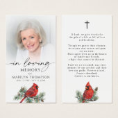 Cardinal Funeral Loving Memory Cross Prayer Card Visitekaartje (Voorkant /achterkant)