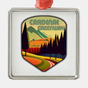 Cardinal Greenway Indiana Kleuren Metalen Ornament