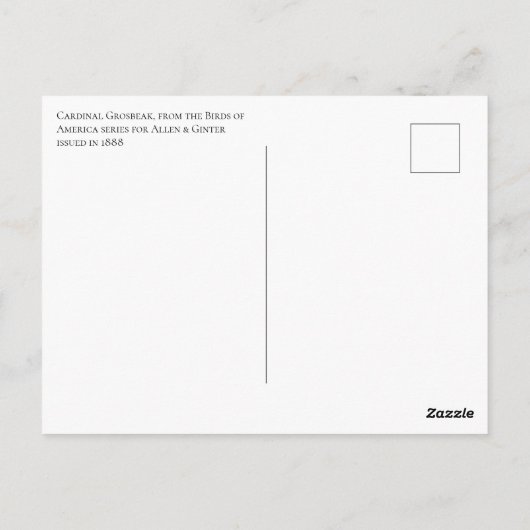 Cardinal Grosbeak Briefkaart (Achterkant)