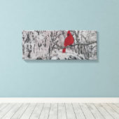 Cardinal in Snow Canvas Afdruk (Insitu (Houten vloer))