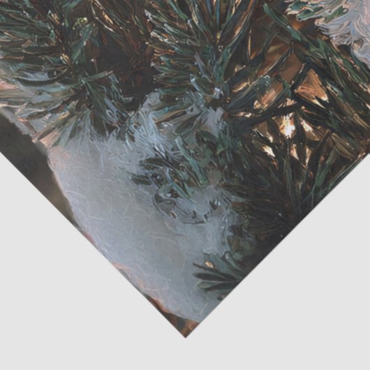 Cardinal in Snowy Pine Decoupage Tissuepapier (Detail)