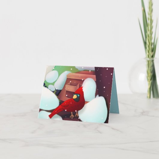 Cardinal In The Country Christmas Holiday Card Feestdagen Kaart (Voorkant)