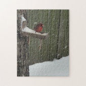 Cardinal in the snow legpuzzel (Verticaal)