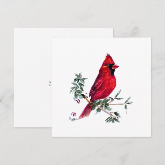 Cardinal in Watercolor by Amy DeVane Art Cards Feestdagenkaart (Voorkant / Achterkant)