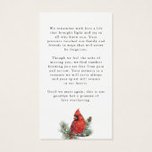 Cardinal Memorial Funeral Photo Prayer Card Visitekaartje (Achterkant)