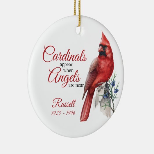 Cardinal Memorial Ornament with Custom Name Photo (Rechts)
