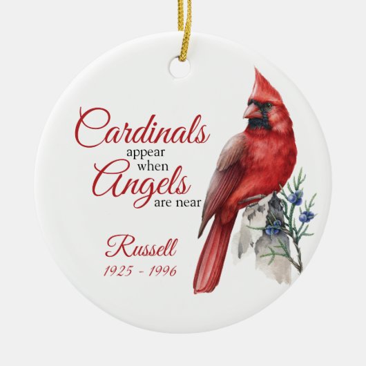 Cardinal Memorial Ornament with Custom Name Photo (Voorkant)