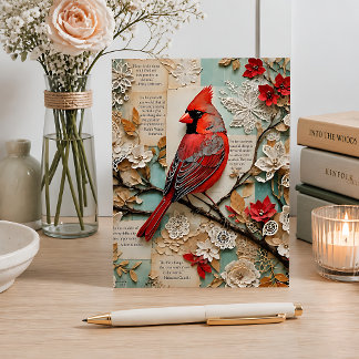 Cardinal Mixed Media Briefkaart