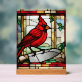 Cardinal of Protection Stained Glass Inspired Acryl Bord (Neutraal)