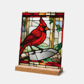 Cardinal of Protection Stained Glass Inspired Acryl Bord (Hoek)