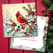 Cardinal on a Snowy Branch Personalized Christmas Feestdagenkaart