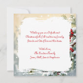 Cardinal on a Snowy Branch Personalized Christmas Feestdagenkaart (Achterkant)