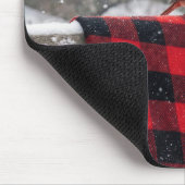 Cardinal On a Snowy Plaid Blanket Muismat (Hoek)