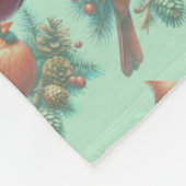 Cardinal on Pine Branch with Winter Berries Fleece Deken (Hoek)