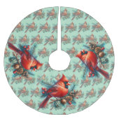 Cardinal on Pine Branch with Winter Berries Kerstboom Rok (Voorkant)