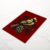 Cardinal On Pine Tree With Pinecone Christmas Folie Feestdagenkaart (Gedraaid)