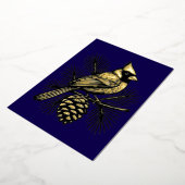 Cardinal On Pine Tree With Pinecone Christmas Folie Feestdagenkaart (Gedraaid)