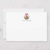 Cardinal Ornament Greenery Monogram Note Card Notitiekaartje (Voorkant)