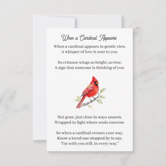 Cardinal Poem Memorial Keepsake  Kaart (Achterkant)